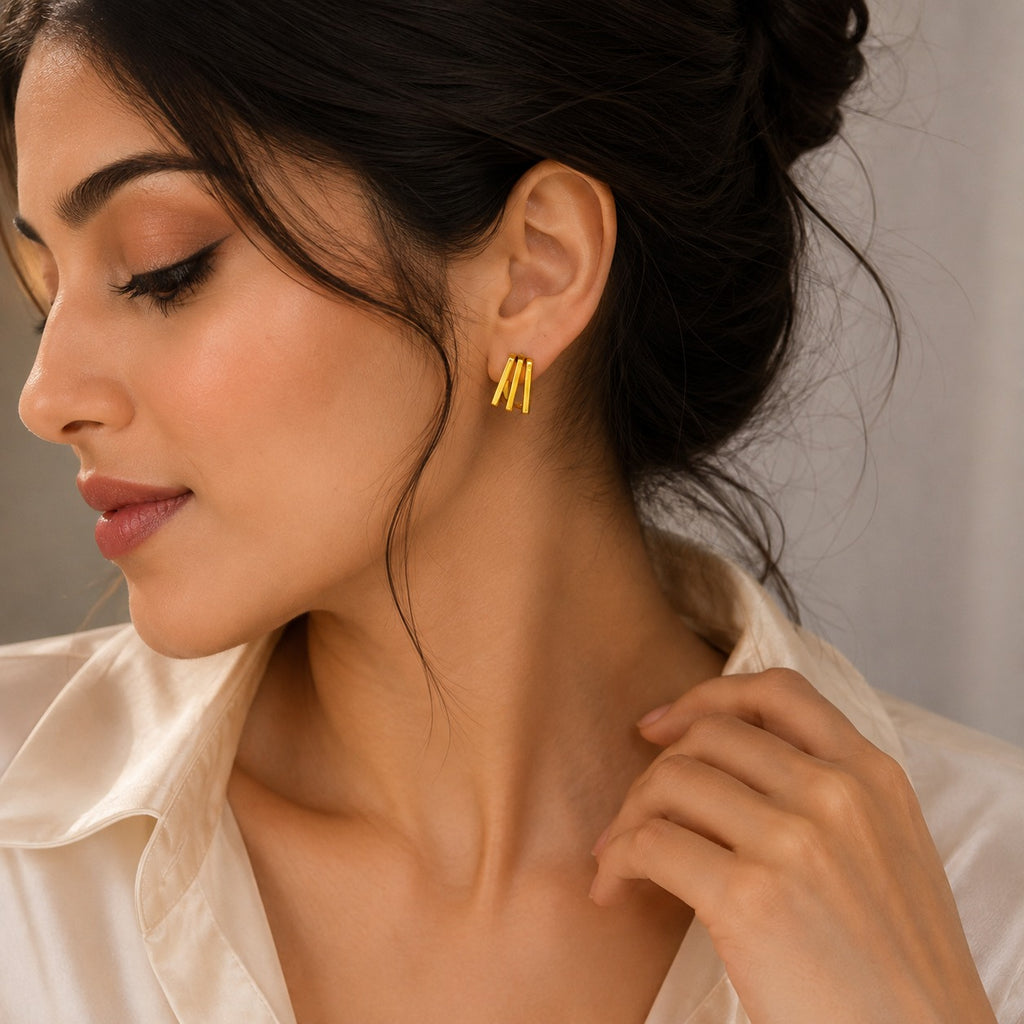 Triple Bar Stud Earrings
