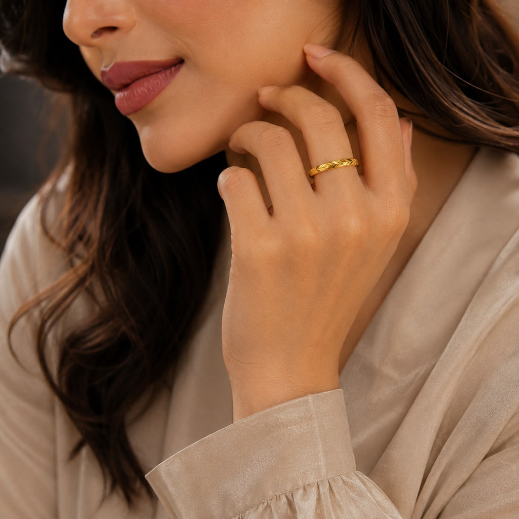Classic Textured Gold Band Ring