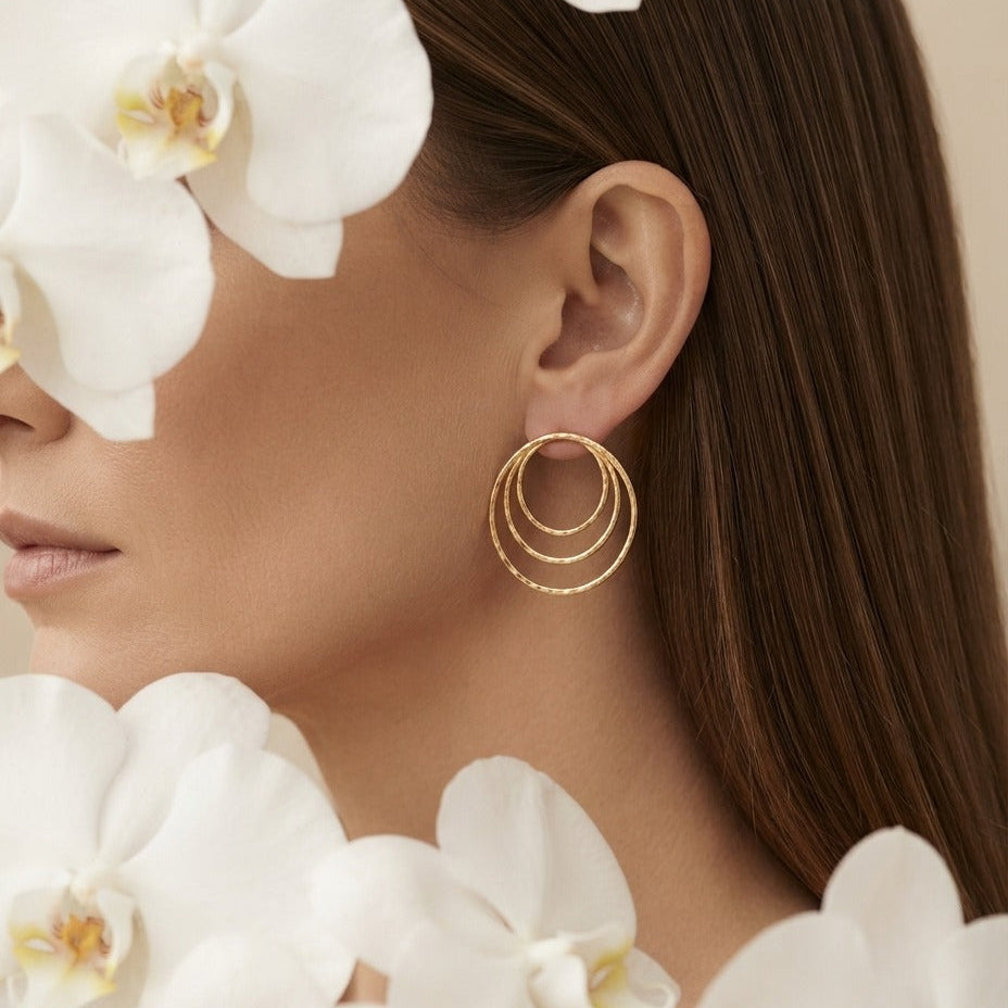 Elegant Triple Circle Hoop Earrings