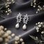 Elegant Crystal Leaf Pearl Drop Earrings