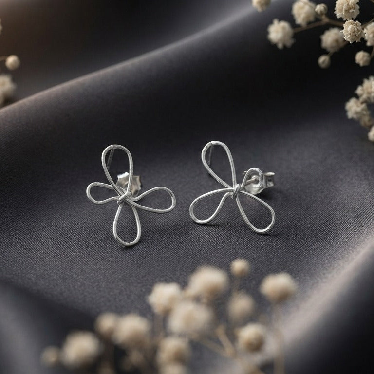 Elegant Floral Bow Stud Earrings