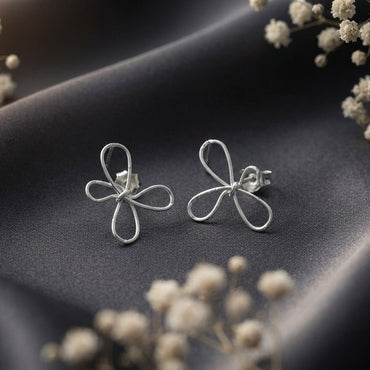 Elegant Floral Bow Stud Earrings