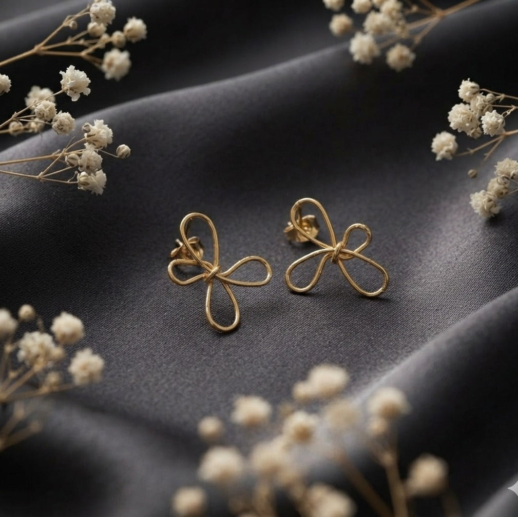Elegant Floral Bow Stud Earrings