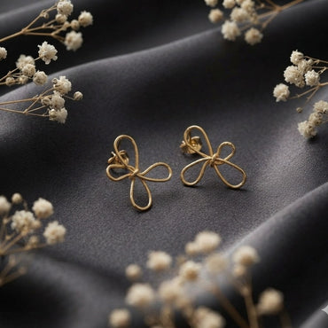 Elegant Floral Bow Stud Earrings
