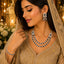 Black stone floral crystal necklace set with matching statement earrings
