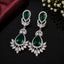 Elegant teardrop American diamond earrings with intricate floral detailing
