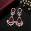 Elegant teardrop American diamond earrings with intricate floral detailing