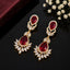 Elegant teardrop American diamond earrings with intricate floral detailing