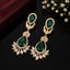 Elegant teardrop American diamond earrings with intricate floral detailing
