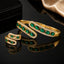 Emerald green American Diamond bracelet and matching ring set with sparkling stone detailing