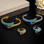 CZ turquoise bracelet and matching ring set with sparkling crystal detailing