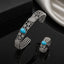 Silver Honeycomb Stone Bracelet & Ring Set
