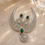 Luxury diamond-look zircon mesh necklace and matching drop earrings set in silver tone finish
