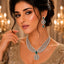 Luxury diamond-look zircon mesh necklace and matching drop earrings set in silver tone finish