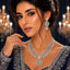 Luxury diamond-look zircon mesh necklace and matching drop earrings set in silver tone finish
