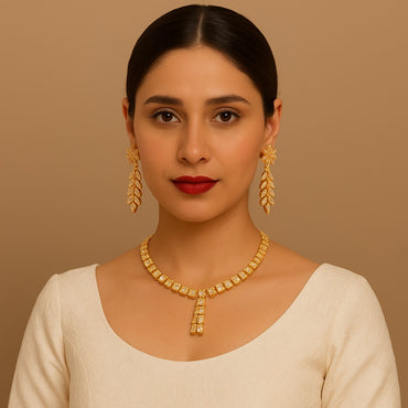 Golden Baguette Stone Necklace – Rs. 3400