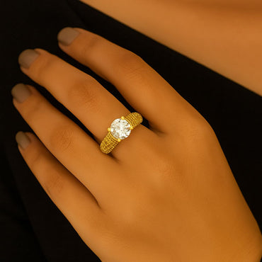 Gold Solitaire Sparkle Ring for Women – Rs. 700