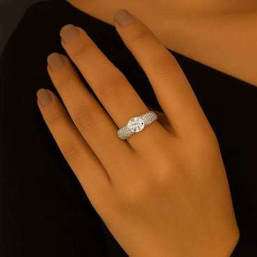 Silver Solitaire Sparkle Ring for Women – Rs. 700