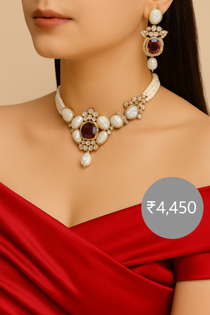 Ivory Aura Baroque Pearl Necklace Set – Rs. 4,450