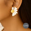 White Floral Enamel Earrings
