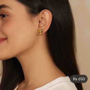 Minimalist Heart Stud Earrings – Gold & Silver Plated | Trendy & Elegant Jewelry