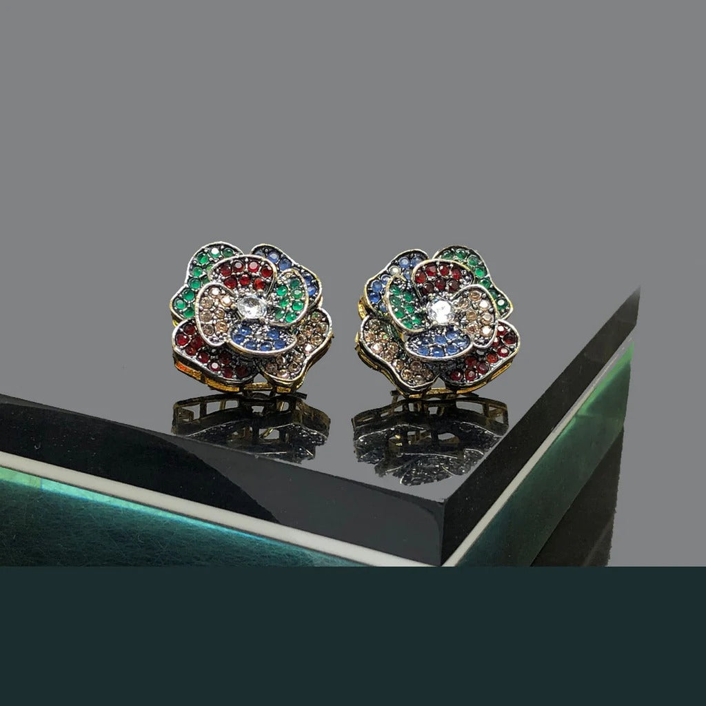Floral Stud Earrings Sparkle Center – Rs. 2,150