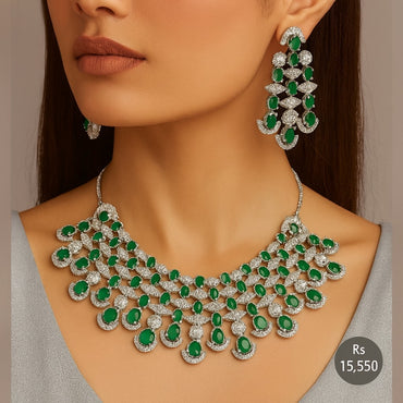 Emerald Green Bridal Necklace Set – Rs. 15,550
