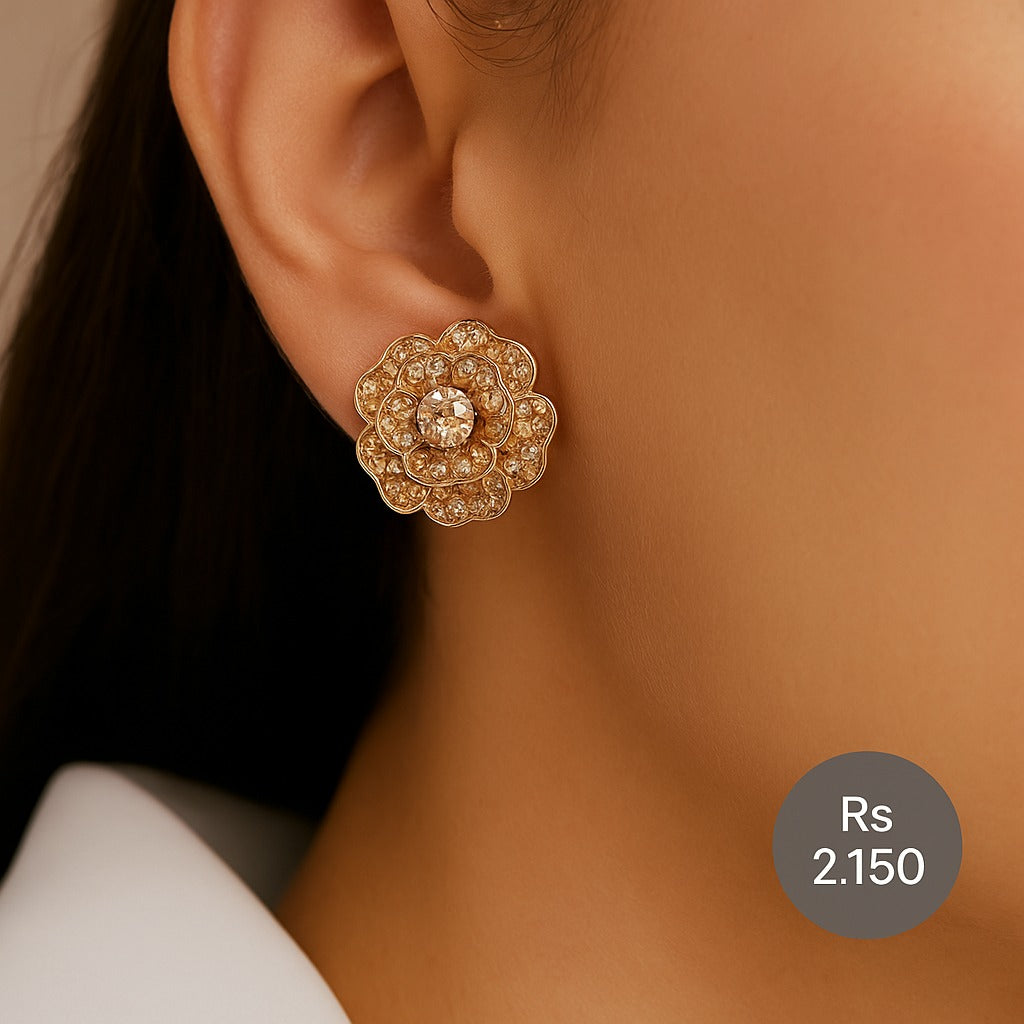 Floral Stud Earrings Sparkle Center – Rs. 2,150