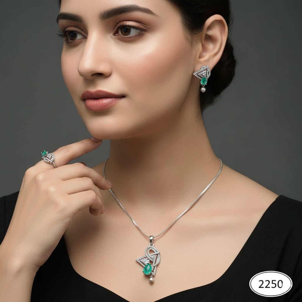 Sapphire & Pearl Teardrop Set – Rs. 2250