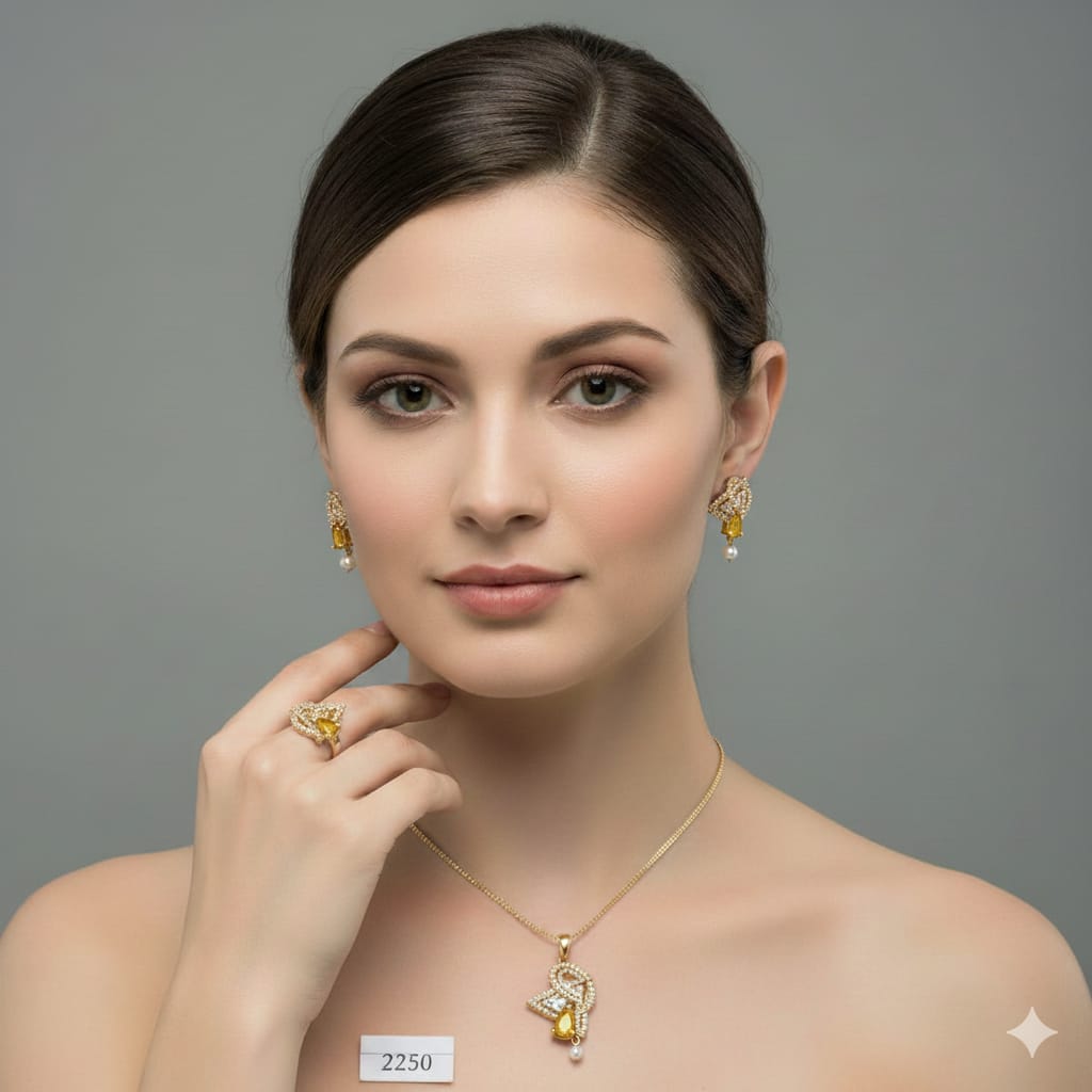 Sapphire & Pearl Teardrop Set – Rs. 2250