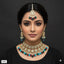 Gold Plated Kundan Jewelry Set with Red Beads – Rs. 5450