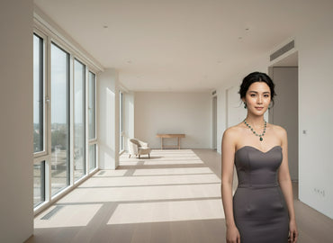 Elegant Emerald Green & Zirconia Necklace Set | Pear Drop Pendant with Matching Earrings