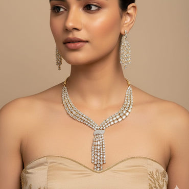 Diamond Tassel Necklace Set – Rs. 8,950