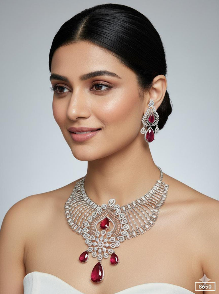 American Diamond Multi-Color Necklace Set