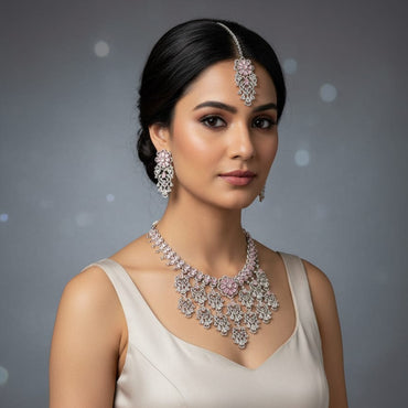 Minimal Pink Drop Necklace Set