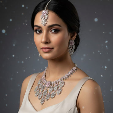 Minimal Pink Drop Necklace Set