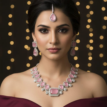 Everyday Pink Crystal Necklace (Lightweight)