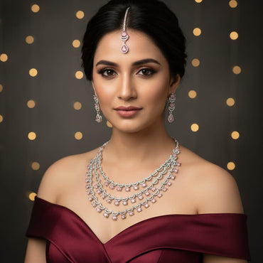 Multi-Layer Pink Crystal Necklace