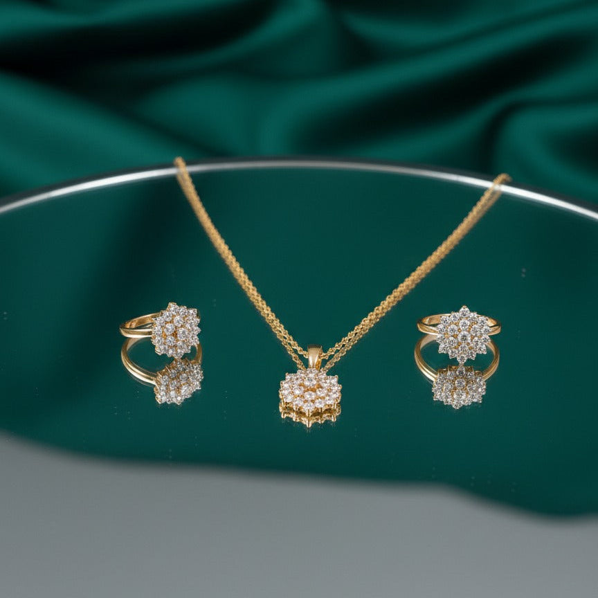 Original Gold Plated Pendant Set with Real Stones for Women