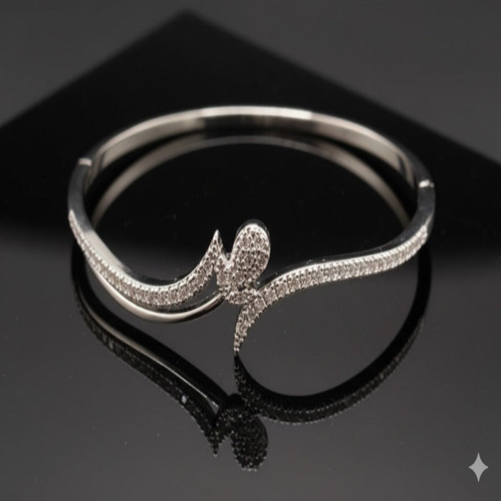 Silver Solstice Wave Bangle - RS 1450