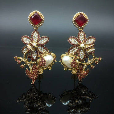 Crimson Vine Floral Earrings