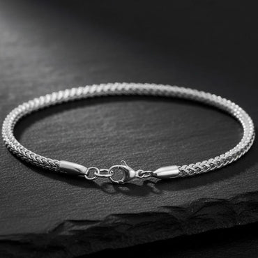 Classic Silver Steel Woven Chain Bracelet