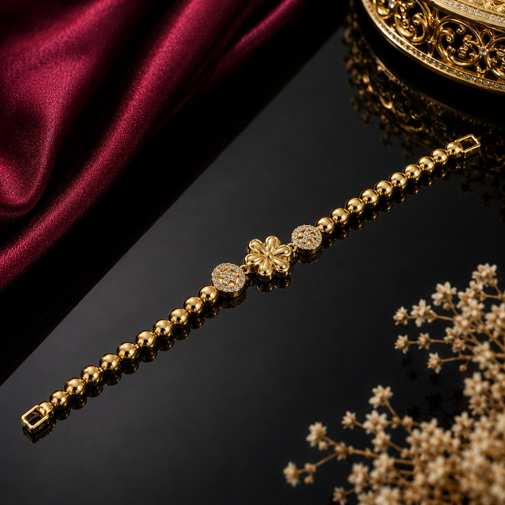 Gold Floral Crystal Bracelet