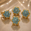 Gold Turquoise Floral Cluster Jewelry Set – Necklace, Earrings & Ring