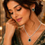 Emerald Green CZ Diamond Drop Necklace & Earrings Set