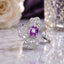 Silver-Tone Orchid Petal Pavé Amethyst Purple CZ Cocktail Ring