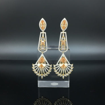 Elegant Peach American Diamond Drop Earrings