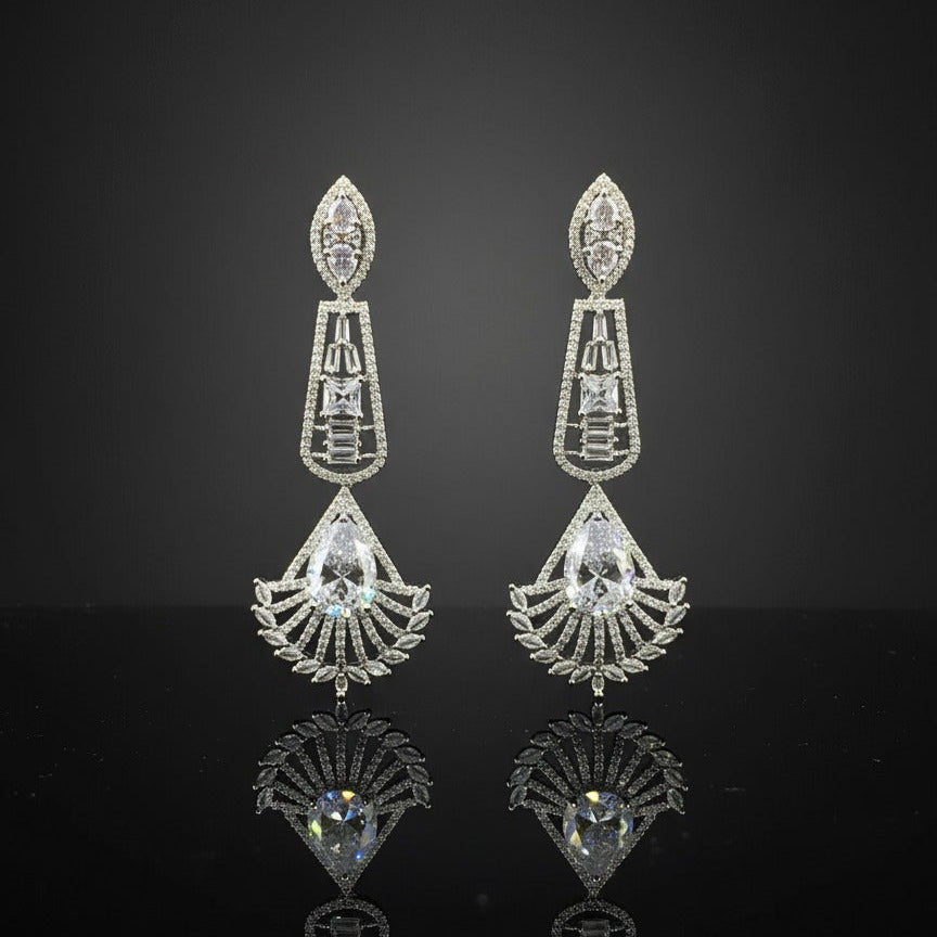 Classic White American Diamond Drop Earrings