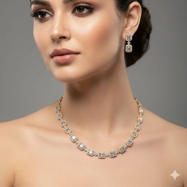 Golden Pavé Box Rectangular Link Statement Set – Rs. 2,250