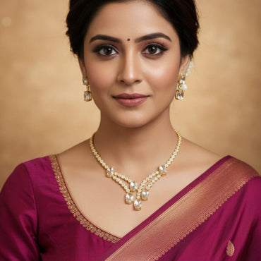 Crystal Drip Pear Drop Gold Finish Choker Set – Rs. 3,450